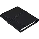 Leather Refillable Journal Cover with A5 Writing Notebook Lined Pages - Multi Organizer with Credit Card Holder, Pockets - Full Grain Leather Notebook Cover for Men - Fits A5 Size Notebooks