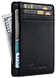 Travelambo Front Pocket Minimalist Leather Slim Wallet RFID Blocking Medium Size(03 CH Black)