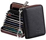 FurArt Credit Card Wallet, Zipper Card Cases Holder for Men Women, RFID Blocking, Key Chain, Compact Size